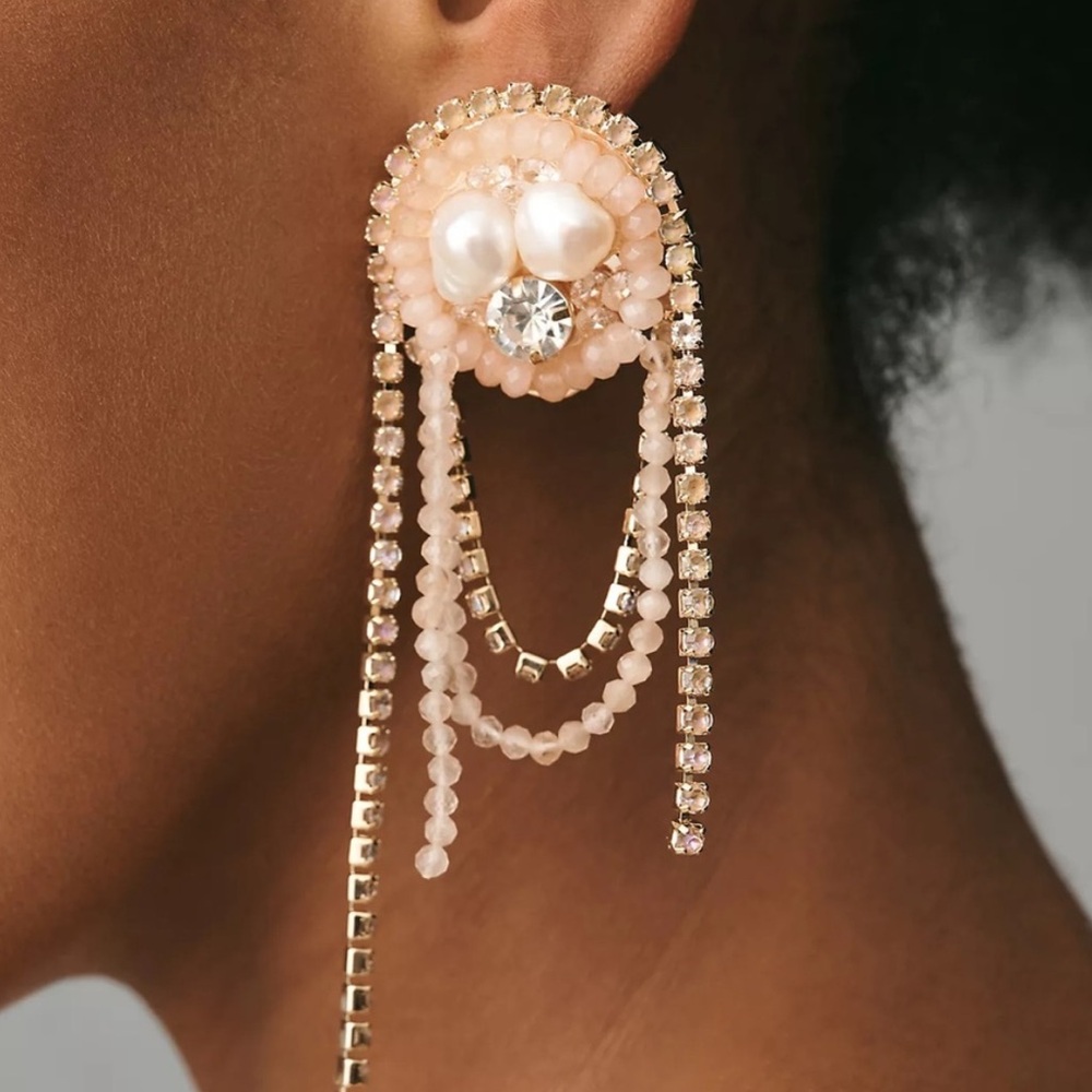 Anthropologie sunset beaded drop earrings
